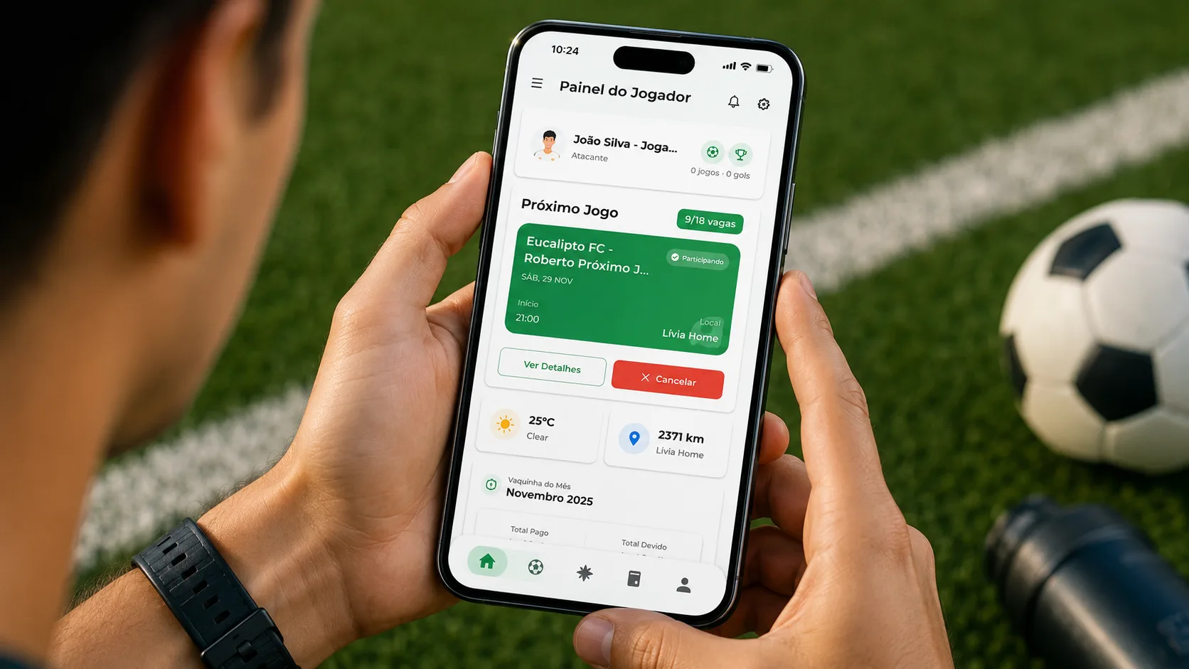Jogaliga player dashboard displayed on a phone